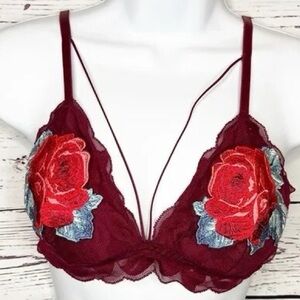 Victoria's Secret Burgundy Floral Lace Bralette